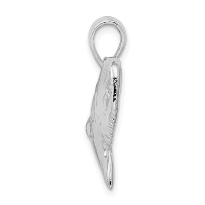 Sterlingsilber De-ani Rhodiniert Poliert und Strukturiert Shark Tooth Anhänger