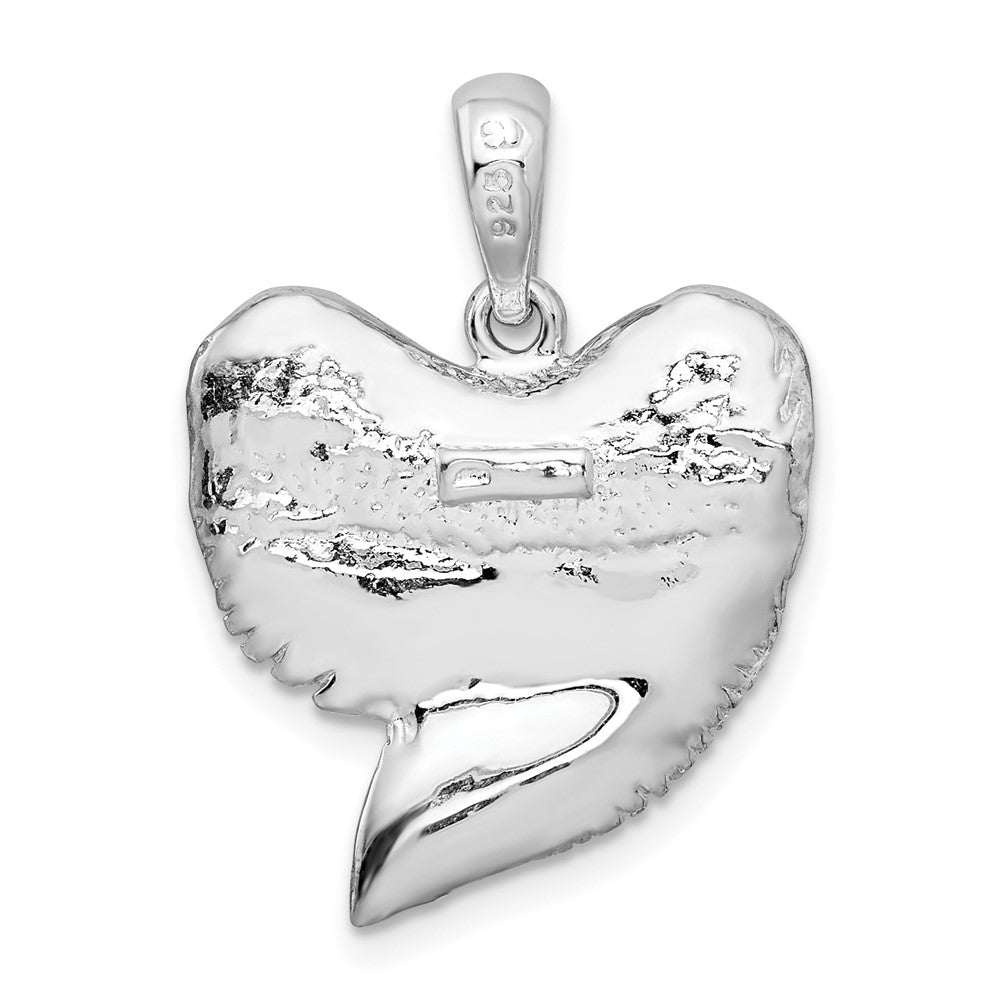 Sterlingsilber De-ani Rhodiniert Poliert und Strukturiert Shark Tooth Anhänger