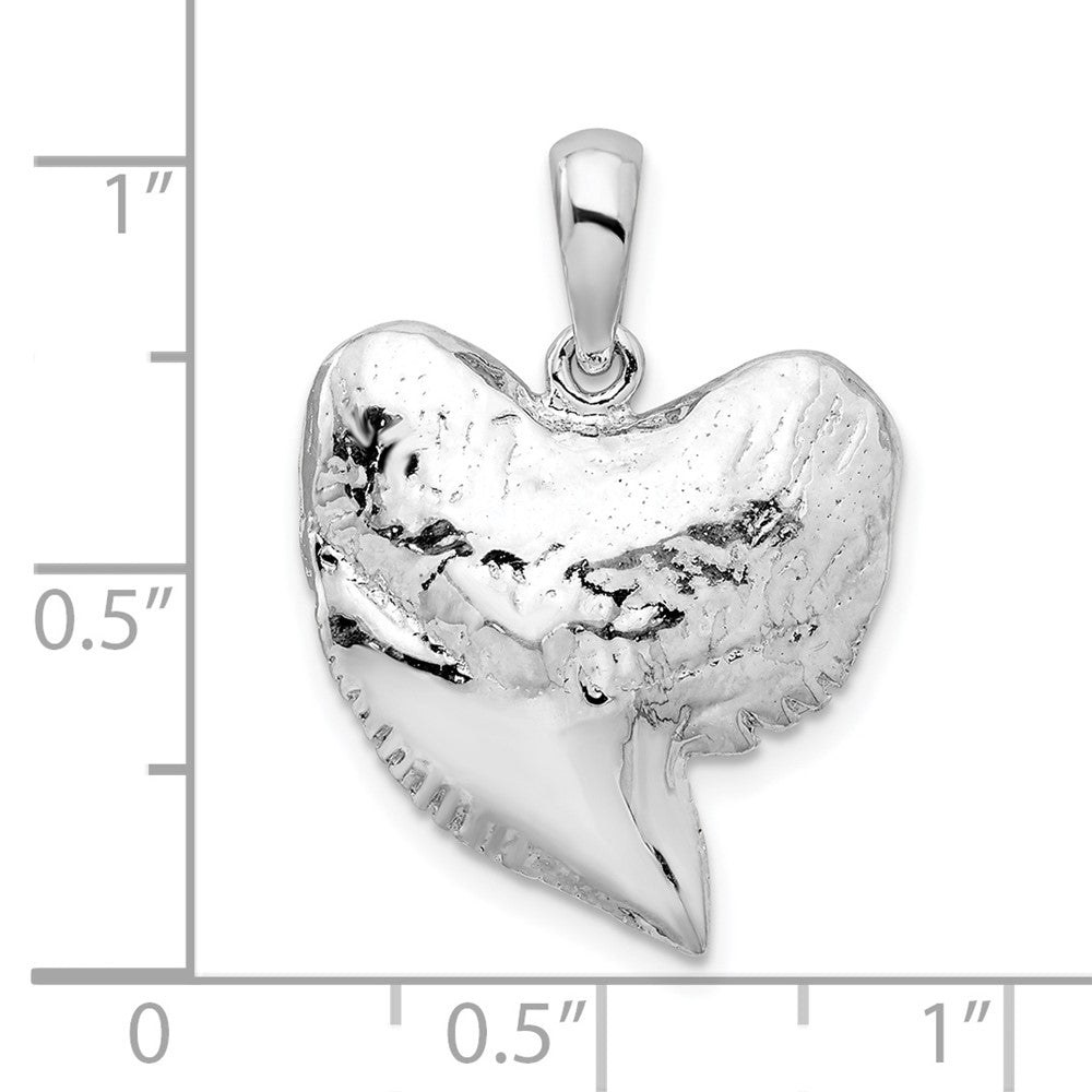 Sterlingsilber De-ani Rhodiniert Poliert und Strukturiert Shark Tooth Anhänger