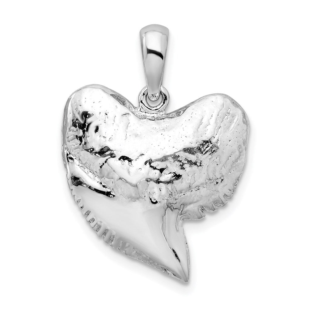 Sterlingsilber De-ani Rhodiniert Poliert und Strukturiert Shark Tooth Anhänger
