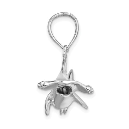 Sterlingsilber De-ani Rhodiniert Poliert 3d Hammer Kopf Shark Anhänger