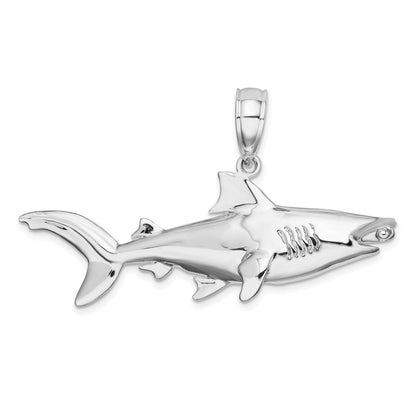 Sterlingsilber De-ani Rhodiniert Poliert 3d Hammer Kopf Shark Anhänger