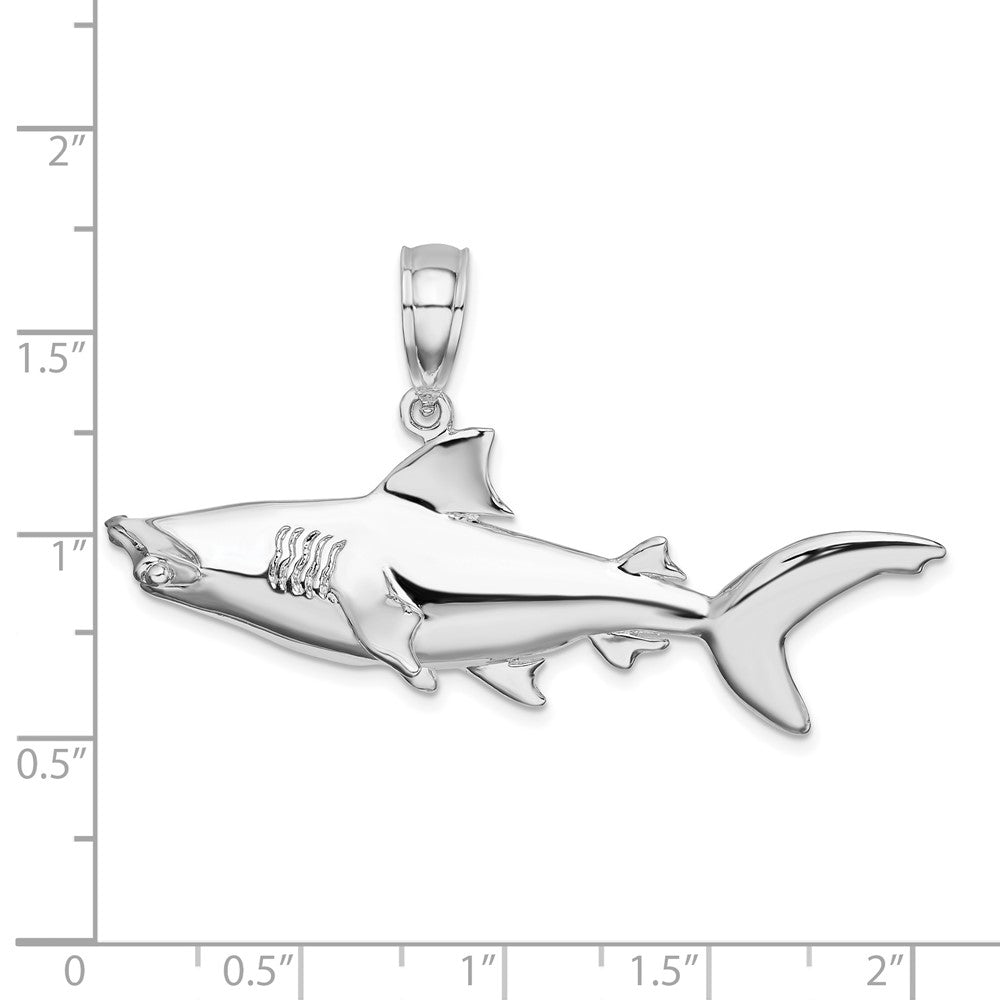 Sterlingsilber De-ani Rhodiniert Poliert 3d Hammer Kopf Shark Anhänger