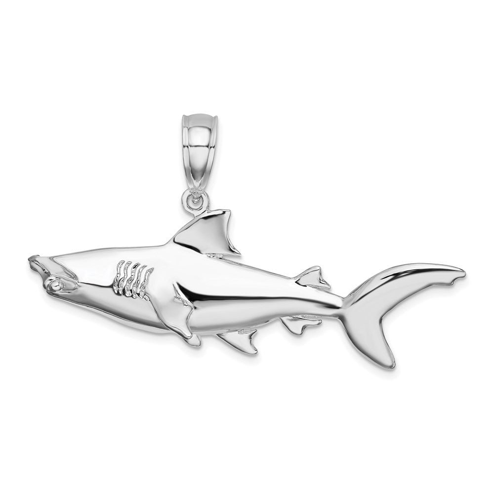 Sterlingsilber De-ani Rhodiniert Poliert 3d Hammer Kopf Shark Anhänger