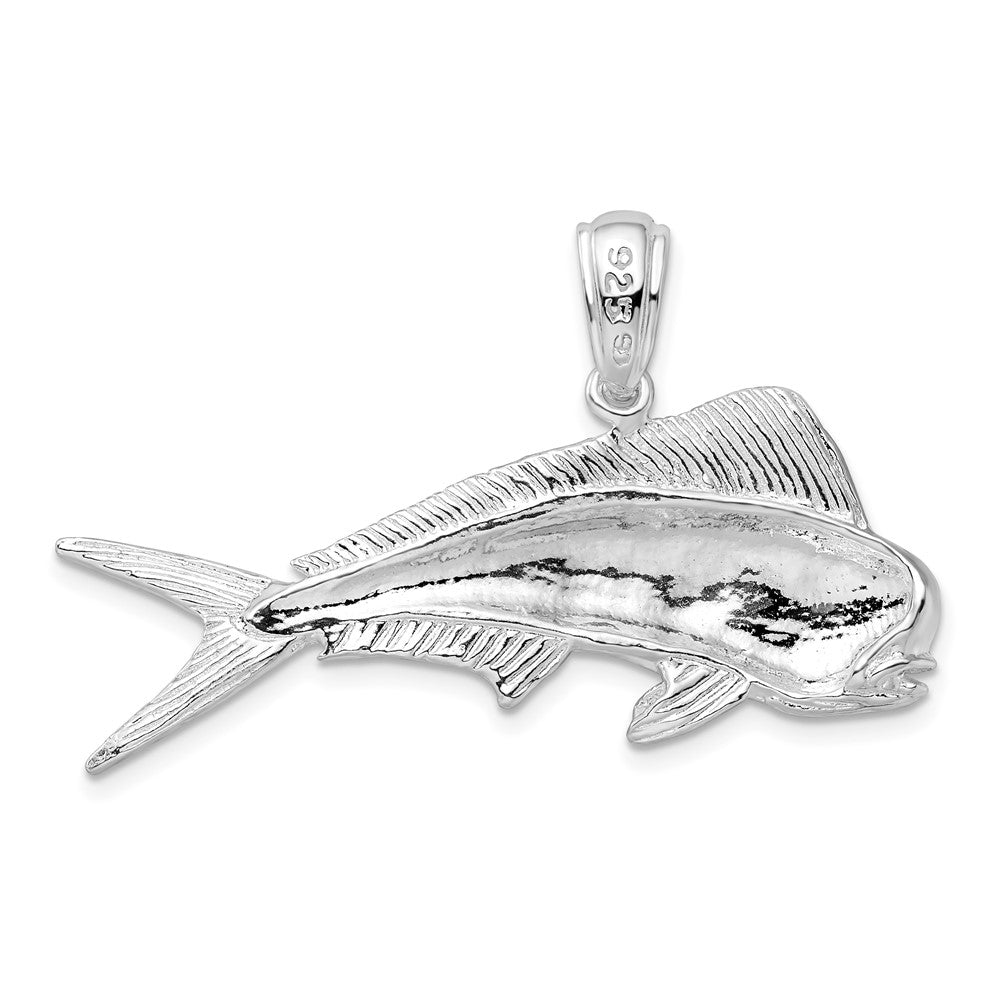 Sterlingsilber De-ani Rhodiniert Poliert Mahi-mahi Fisch Anhänger