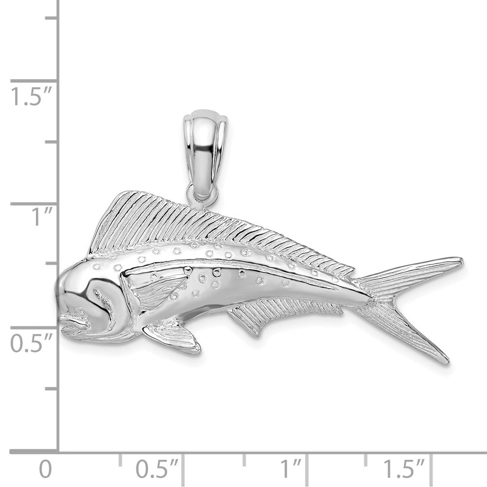 Sterlingsilber De-ani Rhodiniert Poliert Mahi-mahi Fisch Anhänger