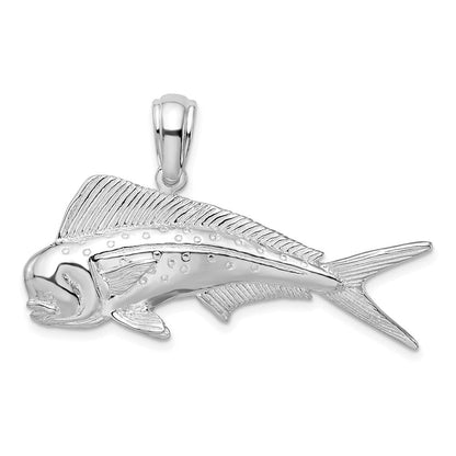 Sterlingsilber De-ani Rhodiniert Poliert Mahi-mahi Fisch Anhänger