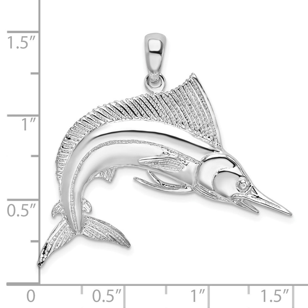 Sterlingsilber De-ani Rhodiniert Poliert und Satiniert Striped Marlin Anhänger