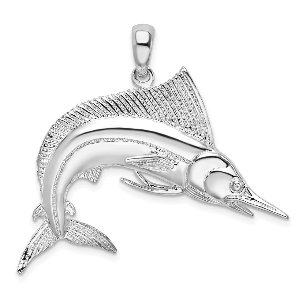 Sterlingsilber De-ani Rhodiniert Poliert und Satiniert Striped Marlin Anhänger