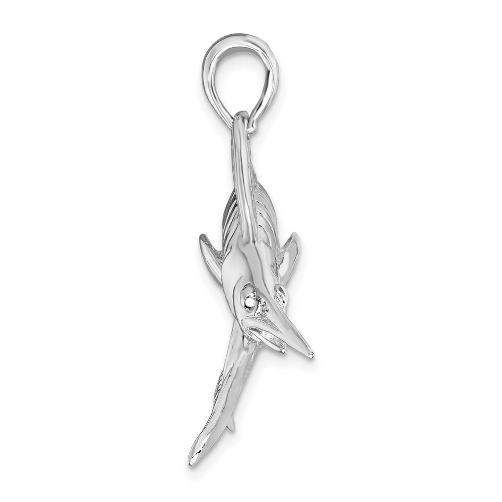 Sterlingsilber De-ani Rhodiniert Poliert und Satiniert 3d Weiß Marlin Anhänger