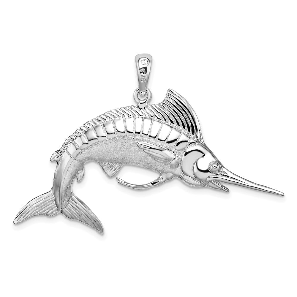 Sterlingsilber De-ani Rhodiniert Poliert und Satiniert 3d Weiß Marlin Anhänger