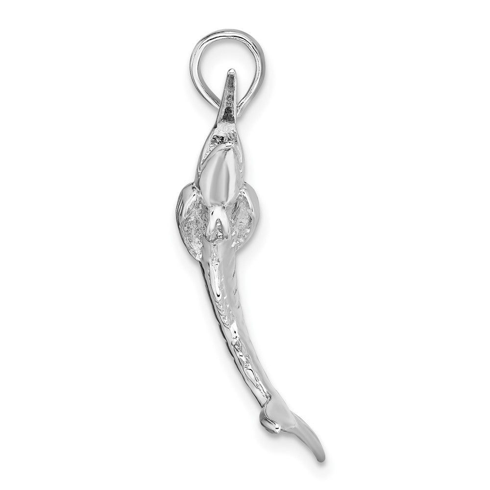 Sterlingsilber De-ani Rhodiniert Poliert 3d Blau Marlin Anhänger