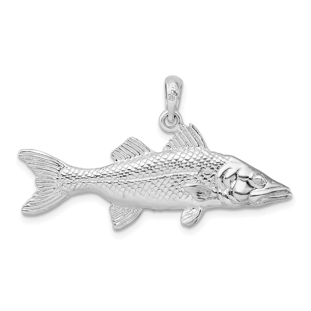 Sterlingsilber De-ani Rhodiniert Poliert 3d Snook Fisch Anhänger