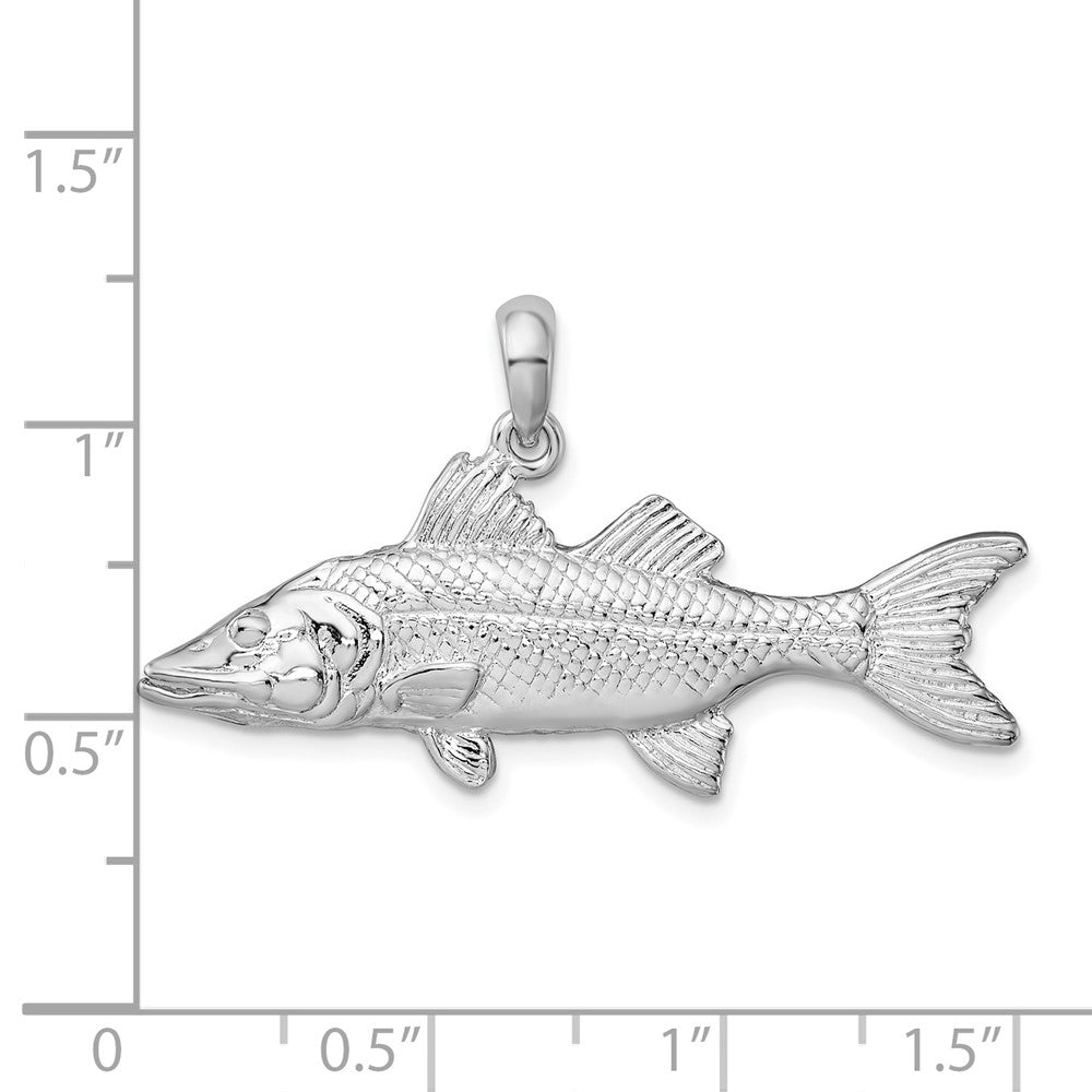 Sterlingsilber De-ani Rhodiniert Poliert 3d Snook Fisch Anhänger