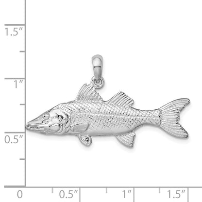 Sterlingsilber De-ani Rhodiniert Poliert 3d Snook Fisch Anhänger