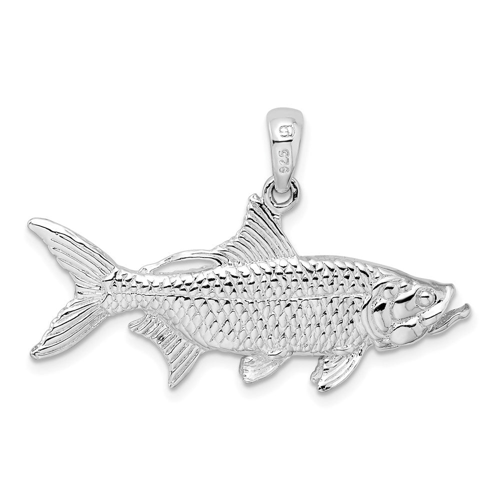 Sterlingsilber De-ani Rhodiniert Poliert 3d Oxeye Tarpon Fisch Anhänger