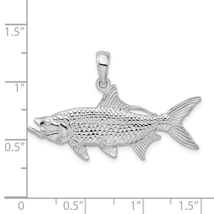 Sterlingsilber De-ani Rhodiniert Poliert 3d Oxeye Tarpon Fisch Anhänger