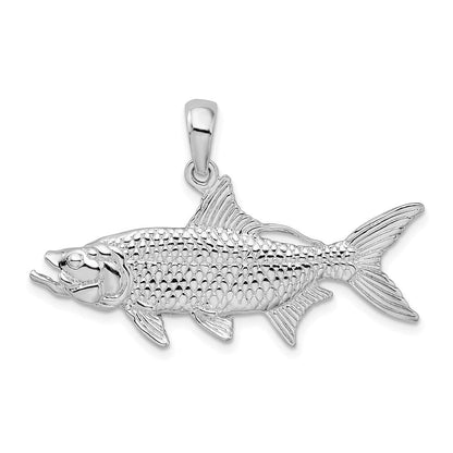 Sterlingsilber De-ani Rhodiniert Poliert 3d Oxeye Tarpon Fisch Anhänger