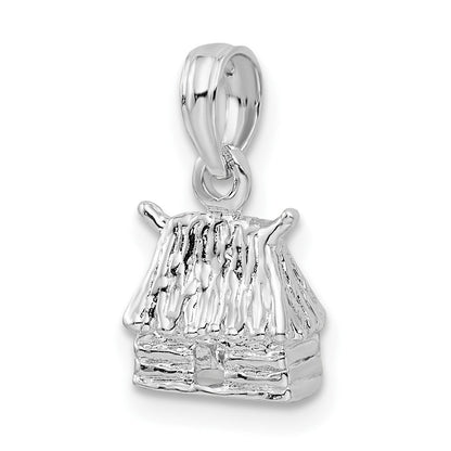 Sterlingsilber Poliert 3d Island Hut Anhänger