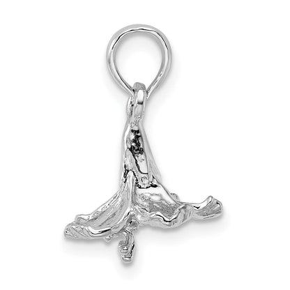 Sterlingsilber Poliert 3d Hibiscus Blume Anhänger