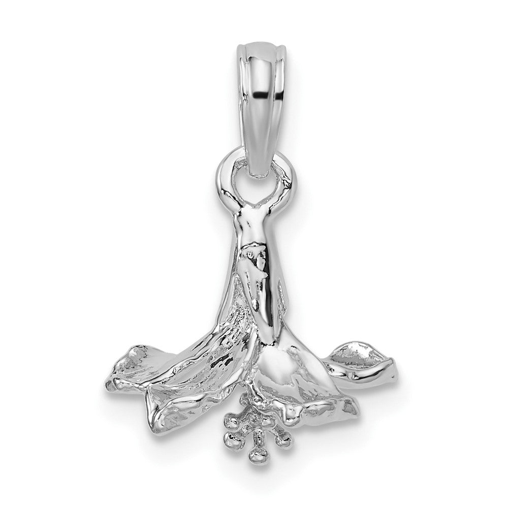 Sterlingsilber Poliert 3d Hibiscus Blume Anhänger