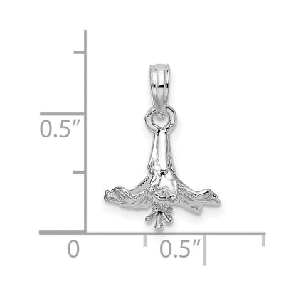 Sterlingsilber Poliert 3d Hibiscus Blume Anhänger