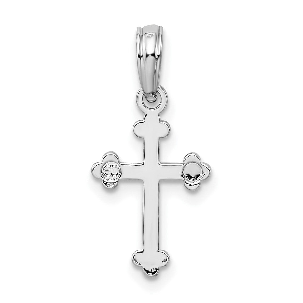 Sterlingsilber De-ani Rhodiniert Poliert Klein Knospend Kreuz Anhänger