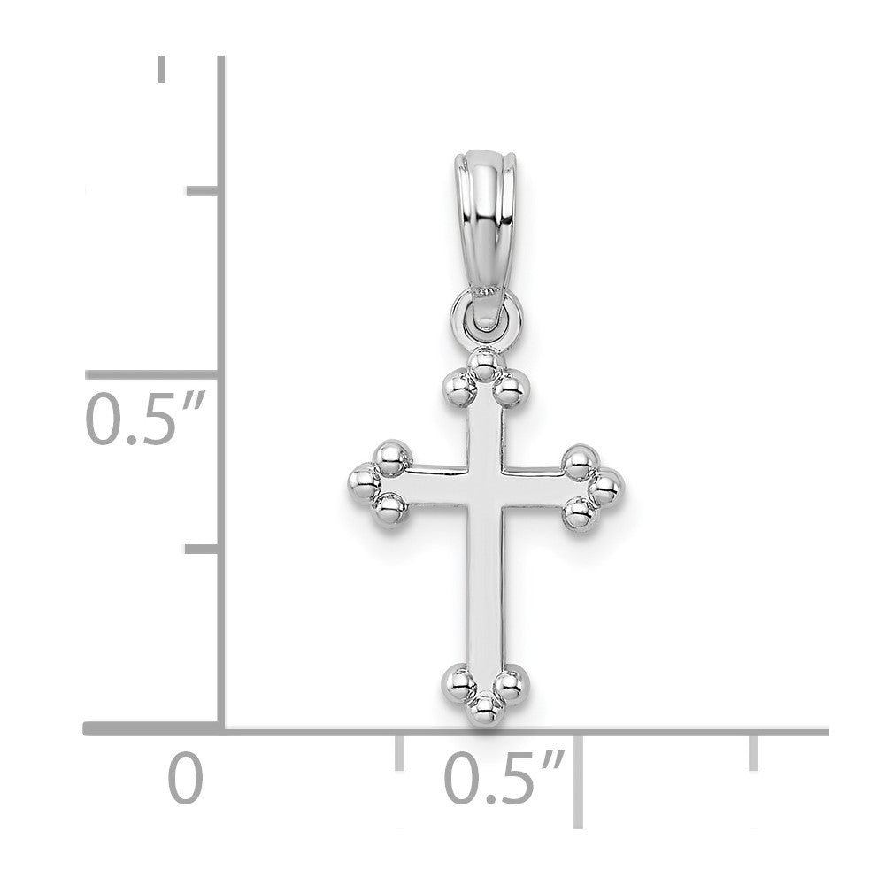Sterlingsilber De-ani Rhodiniert Poliert Klein Knospend Kreuz Anhänger