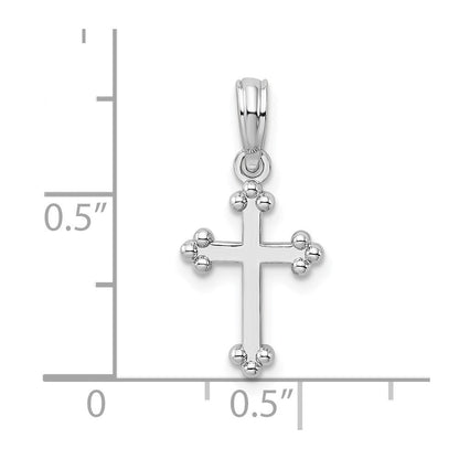 Sterlingsilber De-ani Rhodiniert Poliert Klein Knospend Kreuz Anhänger