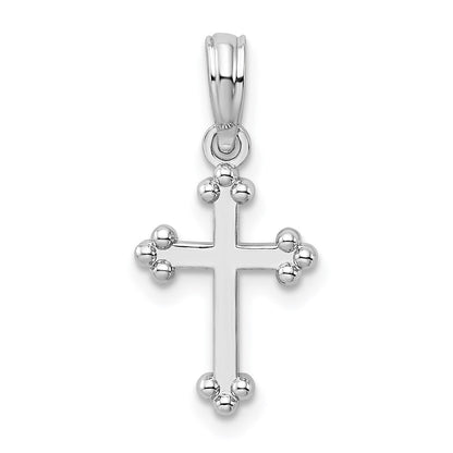 Sterlingsilber De-ani Rhodiniert Poliert Klein Knospend Kreuz Anhänger