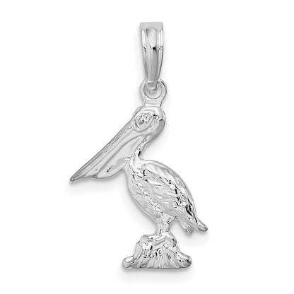 Sterlingsilber De-ani Rhodiniert Poliert 3d Pelican Anhänger
