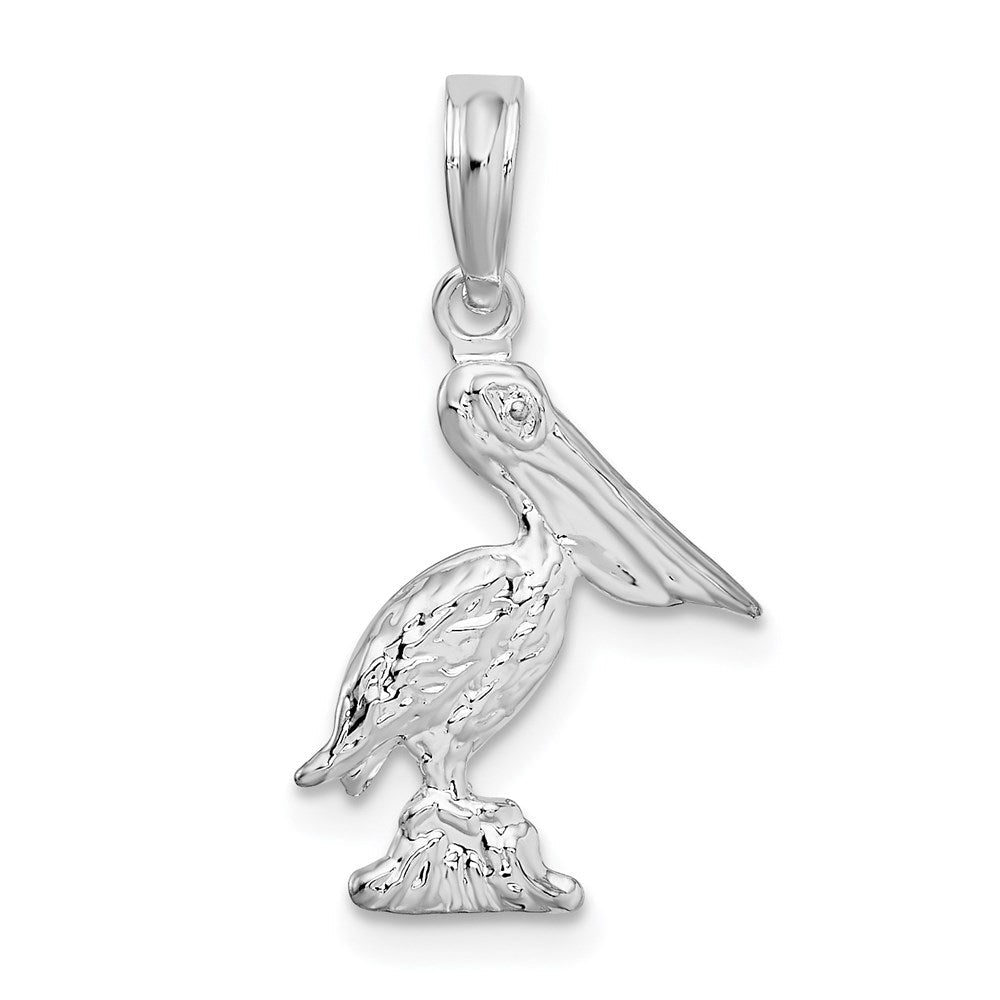 Sterlingsilber De-ani Rhodiniert Poliert 3d Pelican Anhänger