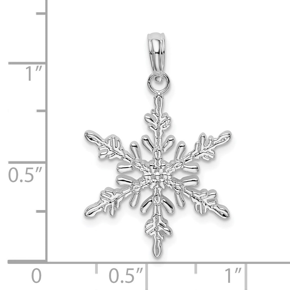 Sterlingsilber De-ani Rhodiniert Poliert Schneeflocke Anhänger