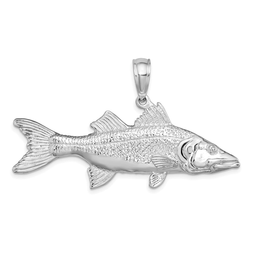 Sterlingsilber De-ani Rhodiniert Poliert 3d Snook Fisch Anhänger