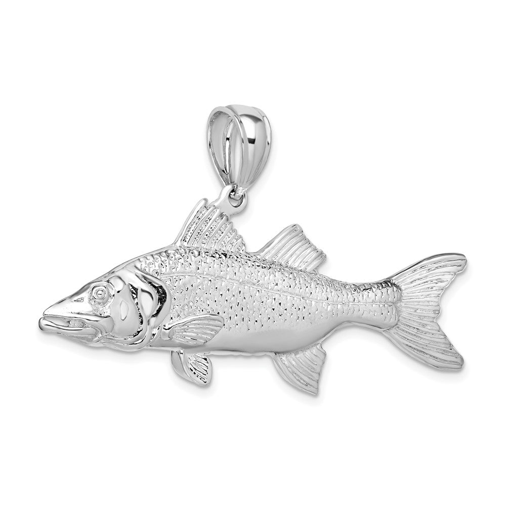 Sterlingsilber De-ani Rhodiniert Poliert 3d Snook Fisch Anhänger
