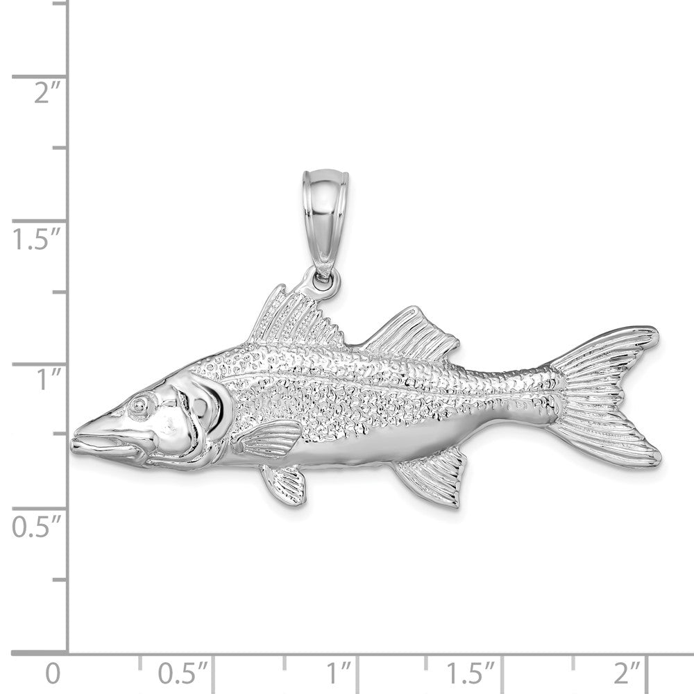 Sterlingsilber De-ani Rhodiniert Poliert 3d Snook Fisch Anhänger