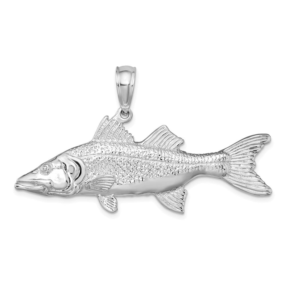Sterlingsilber De-ani Rhodiniert Poliert 3d Snook Fisch Anhänger