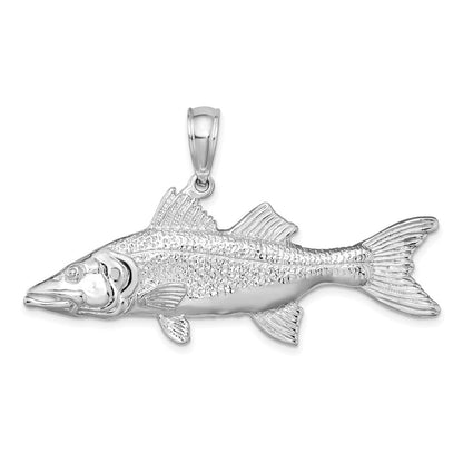Sterlingsilber De-ani Rhodiniert Poliert 3d Snook Fisch Anhänger