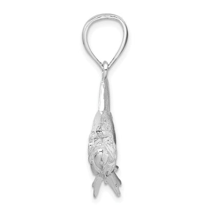 Sterlingsilber De-ani Rhodiniert Poliert 3d Oxeye Tarpon Fisch Anhänger