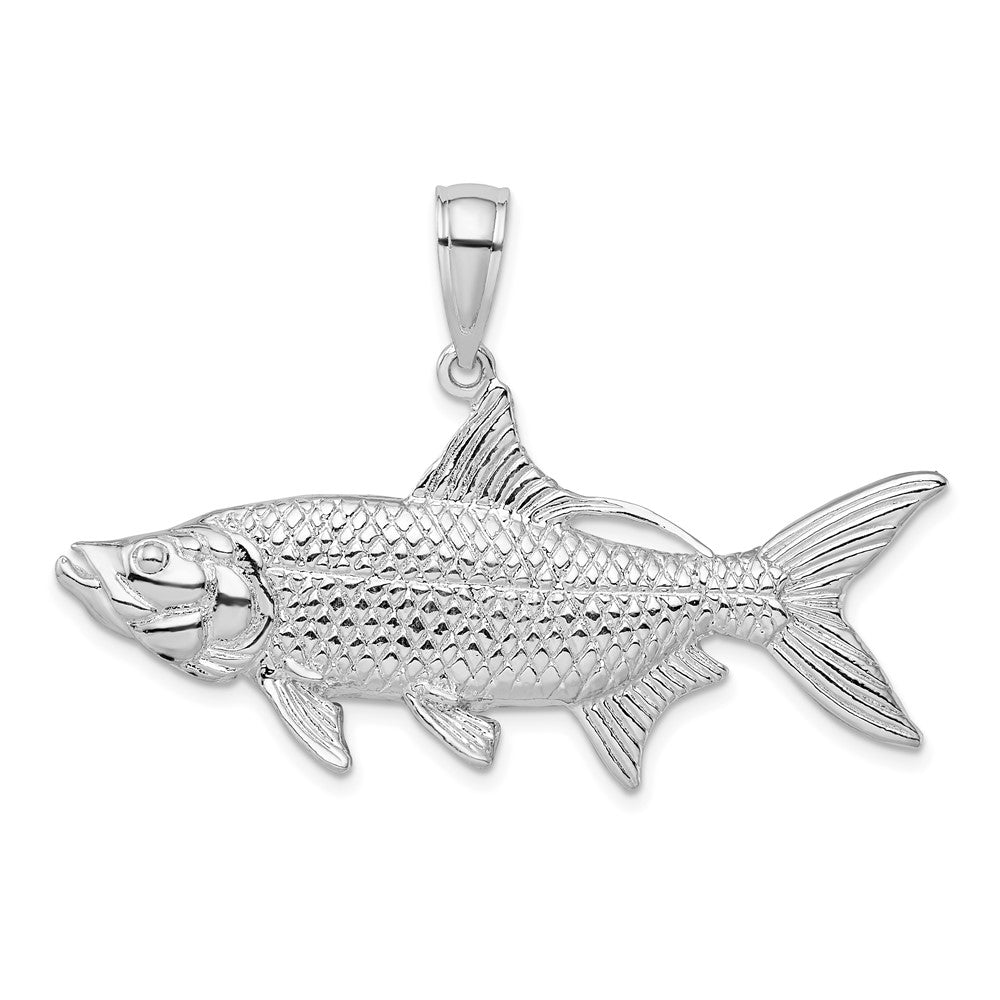 Sterlingsilber De-ani Rhodiniert Poliert 3d Oxeye Tarpon Fisch Anhänger
