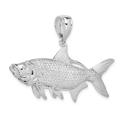 Sterlingsilber De-ani Rhodiniert Poliert 3d Oxeye Tarpon Fisch Anhänger