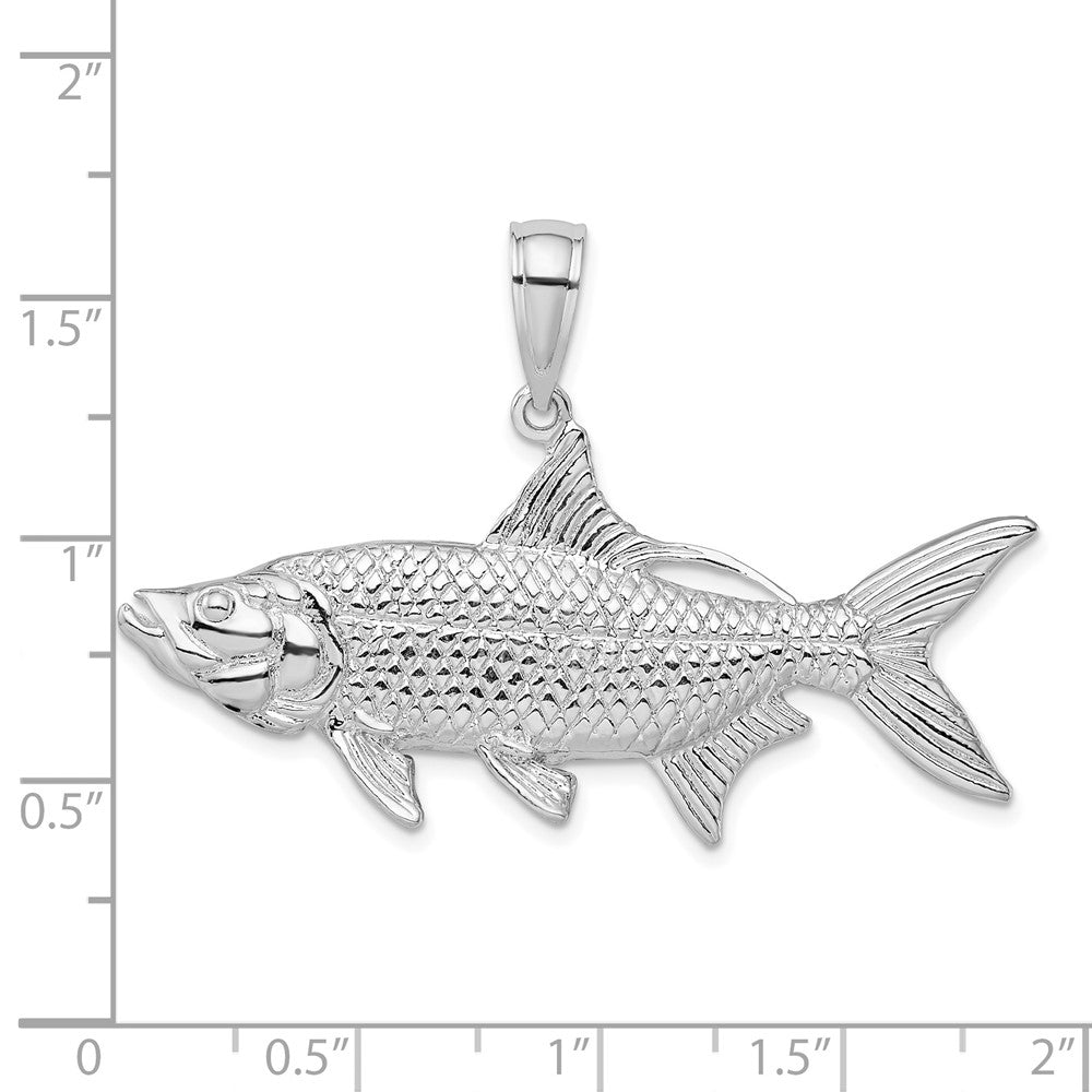 Sterlingsilber De-ani Rhodiniert Poliert 3d Oxeye Tarpon Fisch Anhänger