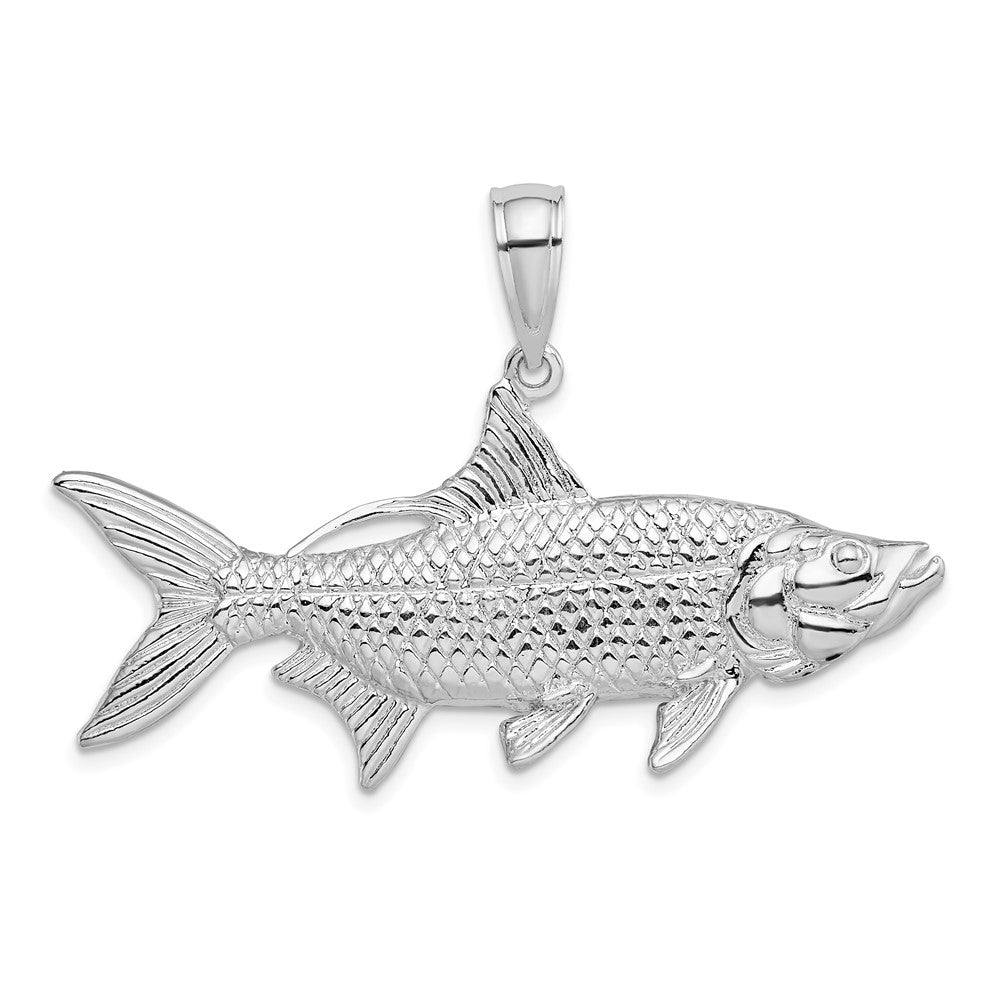 Sterlingsilber De-ani Rhodiniert Poliert 3d Oxeye Tarpon Fisch Anhänger
