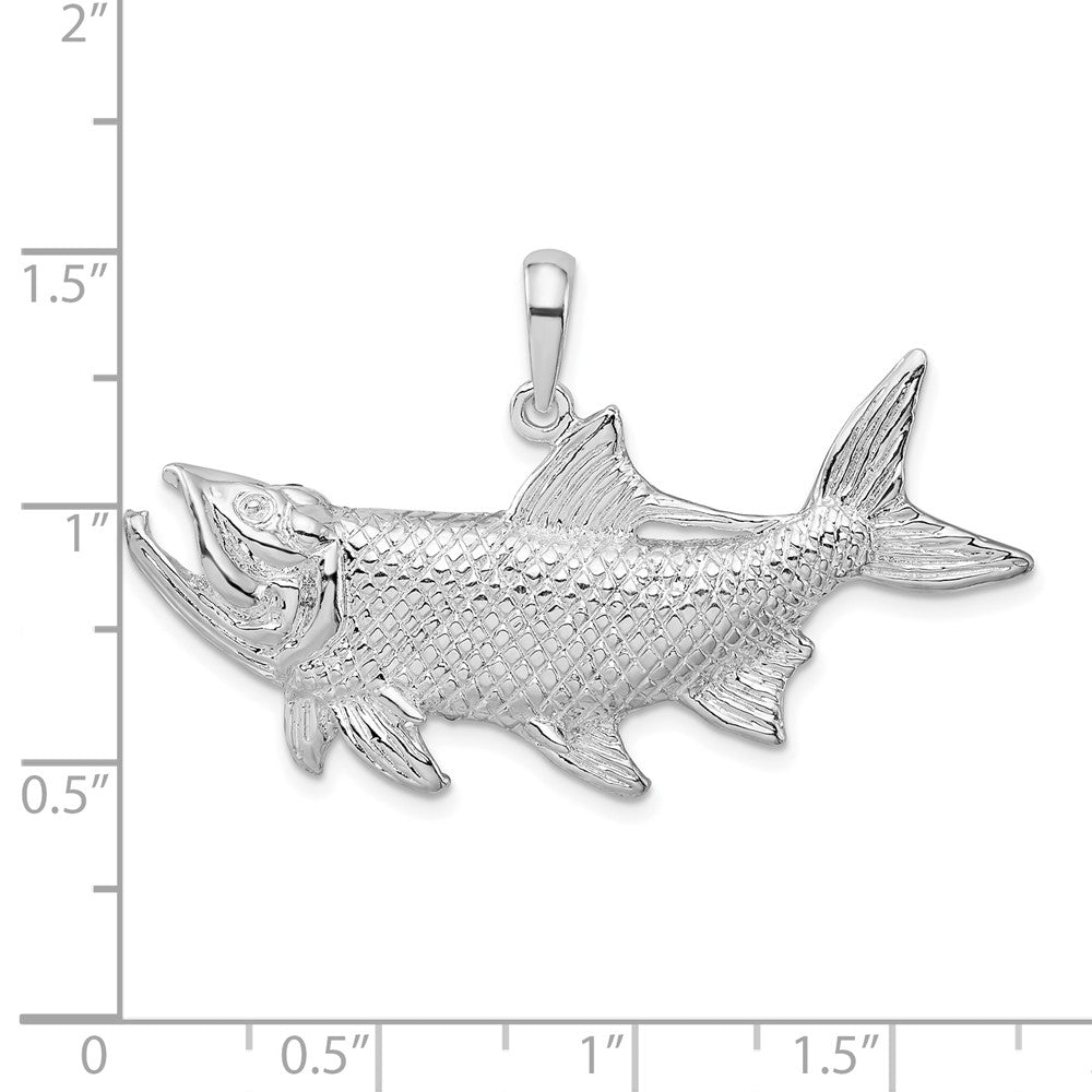 Sterlingsilber De-ani Rhodiniert Tarpon Fisch mit Offen Mouth Anhänger