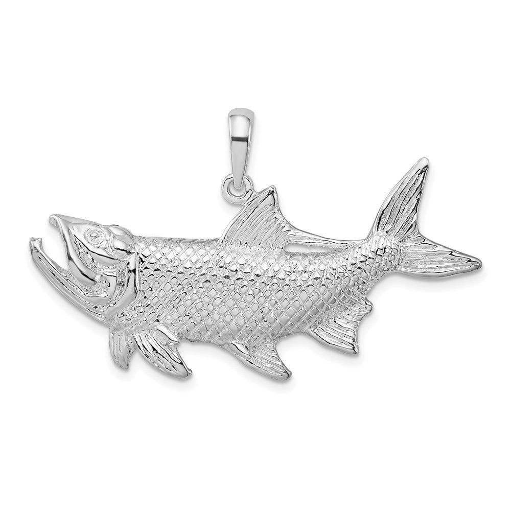 Sterlingsilber De-ani Rhodiniert Tarpon Fisch mit Offen Mouth Anhänger