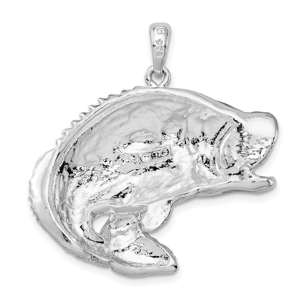 Sterlingsilber De-ani Rhodiniert Springend Barsch Fisch Anhänger