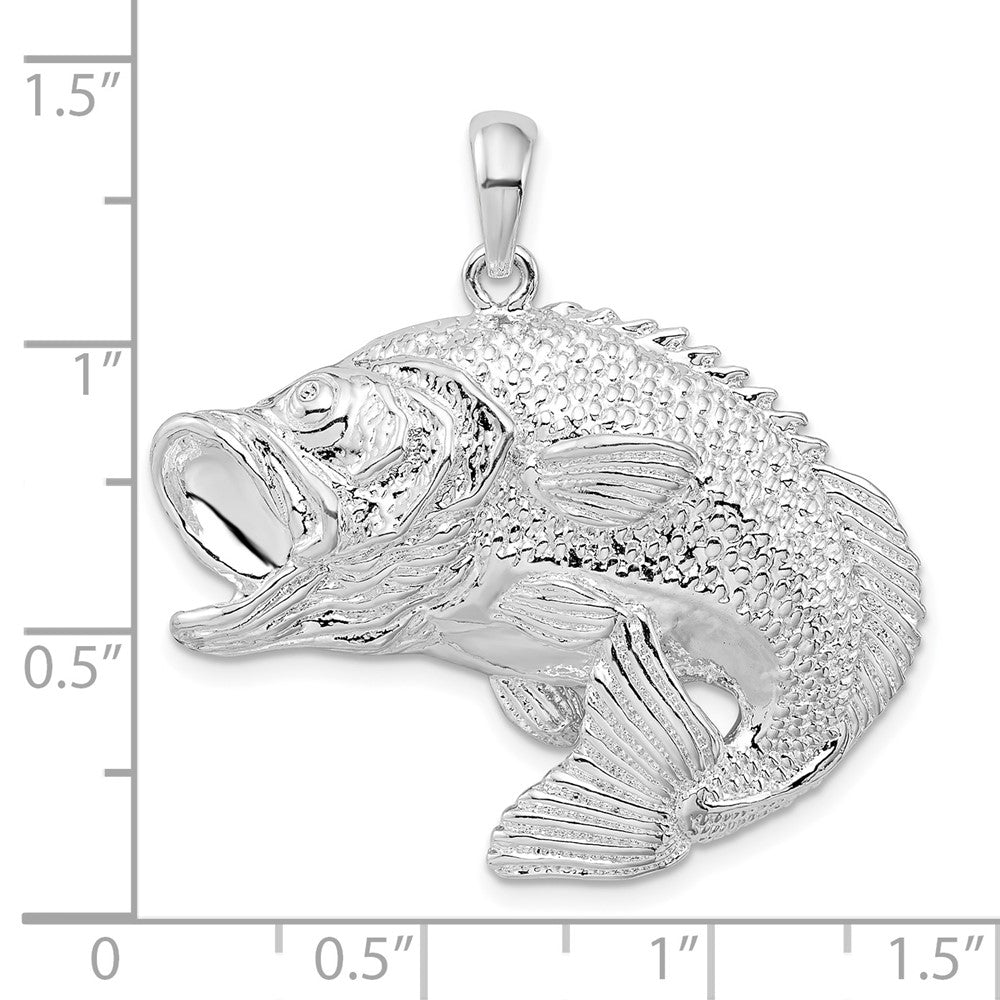Sterlingsilber De-ani Rhodiniert Springend Barsch Fisch Anhänger