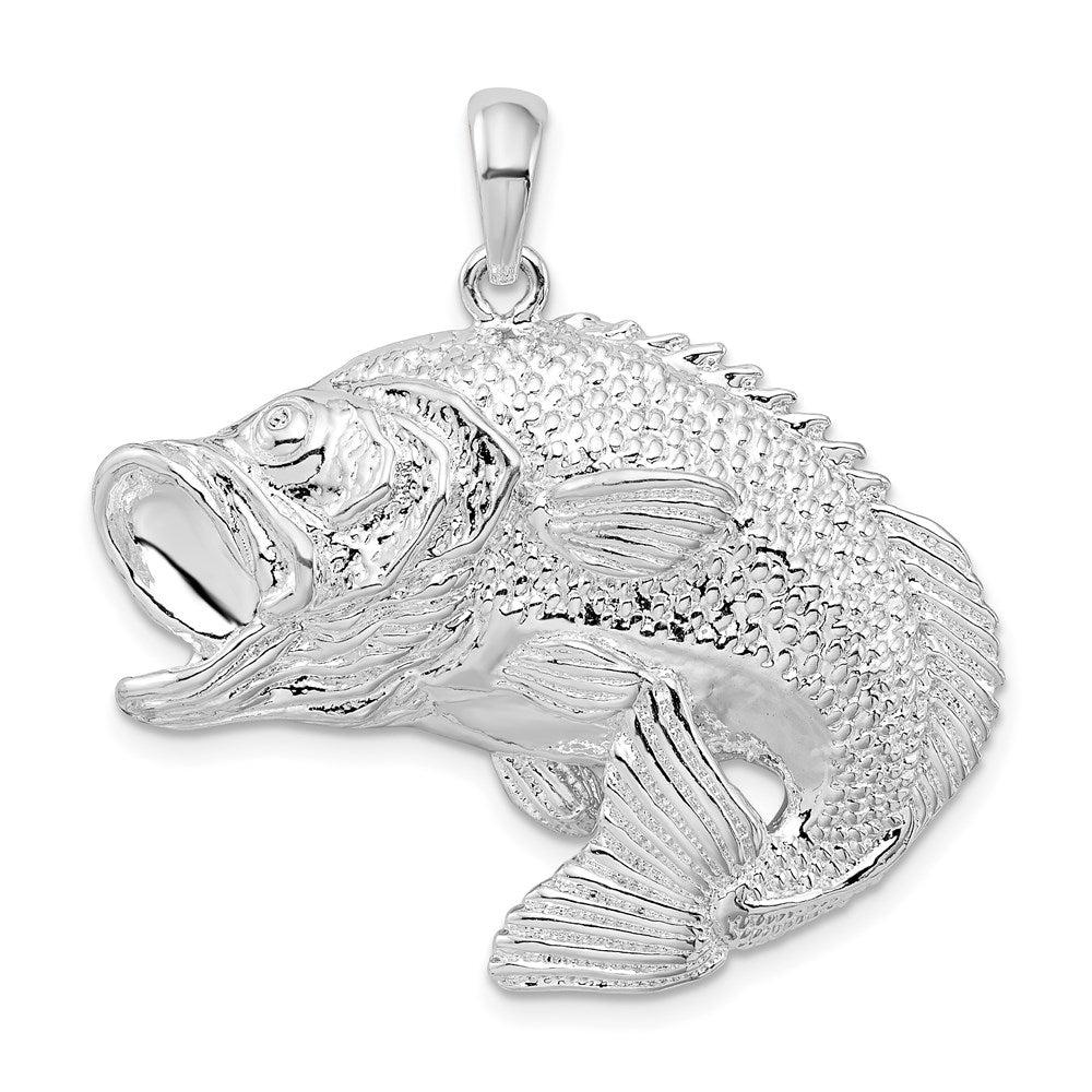 Sterlingsilber De-ani Rhodiniert Springend Barsch Fisch Anhänger
