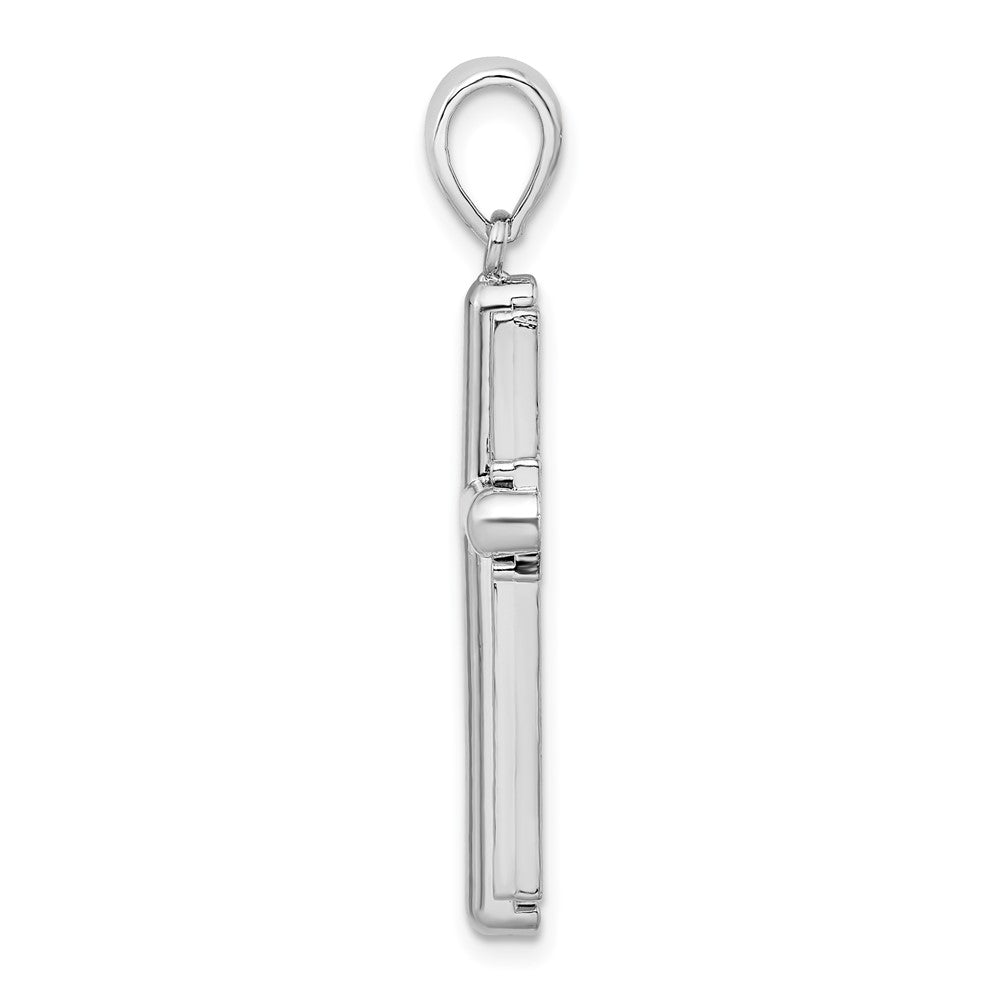 Sterlingsilber De-ani Abgerundet Kreuz mit Rahmen Anhänger