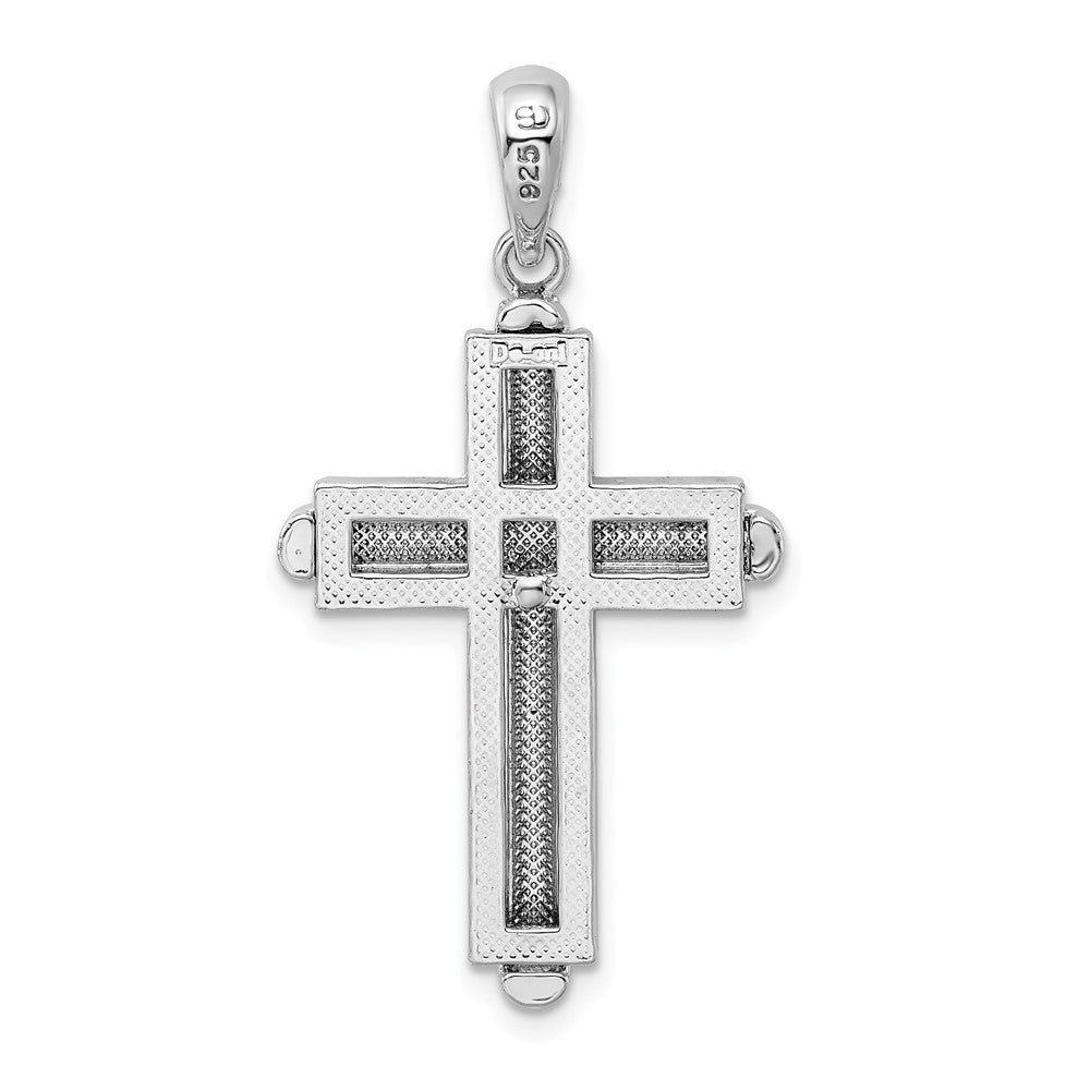 Sterlingsilber De-ani Abgerundet Kreuz mit Rahmen Anhänger